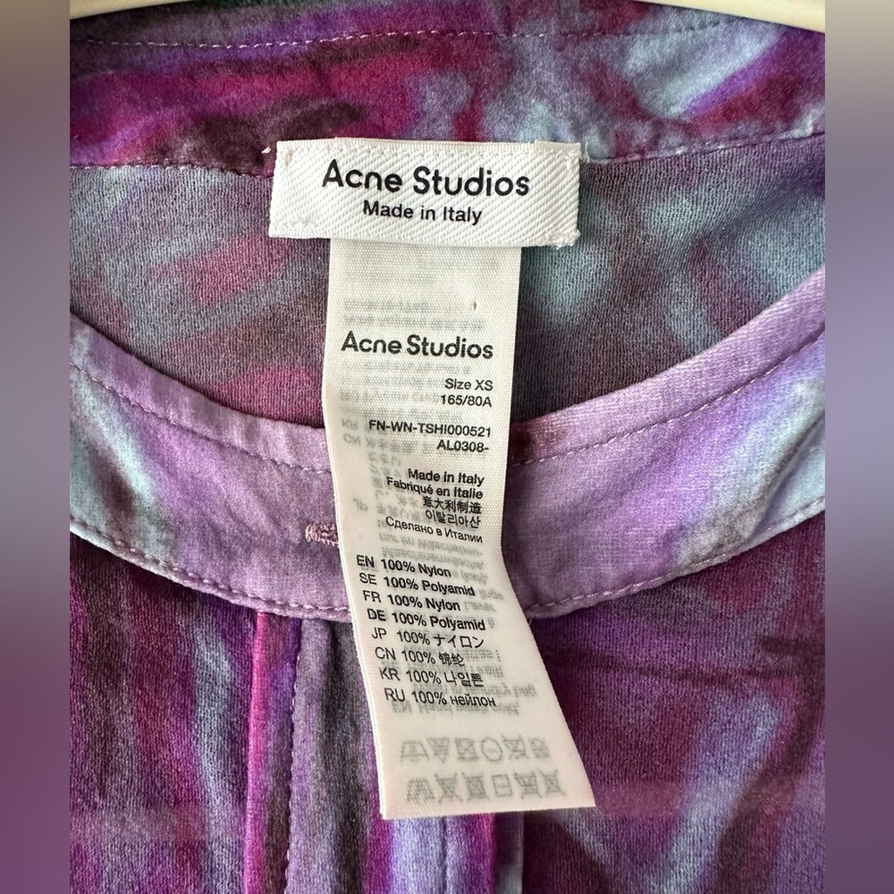 Acne Sheer Lilac and Pink Printed Button-Up Top - Picture 6 of 7